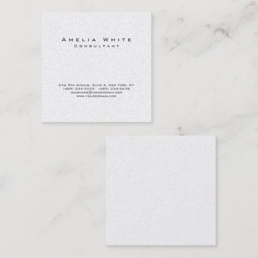 白黒プロフェッショナルスタイリッシュミニマルモダンリスト スクエア名刺 (正面/裏面)