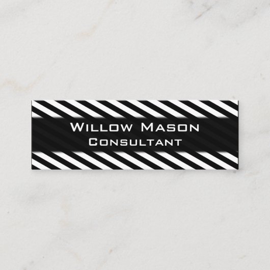 白黒プロフェッショナルストライプの名刺 スキニー名刺 (正面)