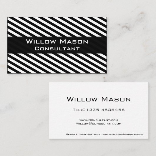 白黒プロフェッショナルストライプの名刺 名刺 (正面/裏面)