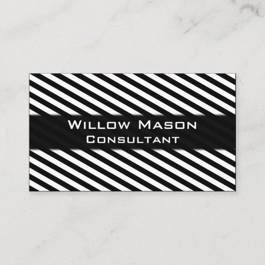 白黒プロフェッショナルストライプの名刺 名刺 (正面)