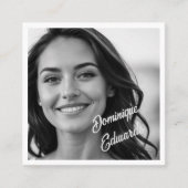 白黒プロフェッショナルフォトソーシャルメディア スクエア名刺 (正面)