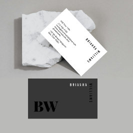 白黒プロフェッショナルモノグラムモダンミニマル 名刺