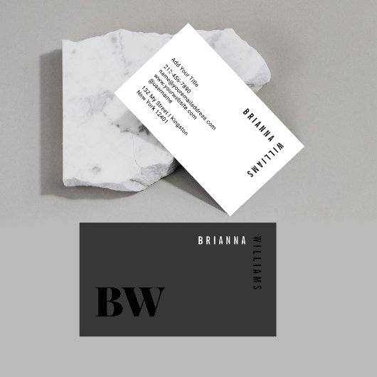 白黒プロフェッショナルモノグラムモダンミニマル 名刺