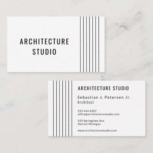 白黒プロフェッショナル建築家デザイモダンナー 名刺 (正面/裏面)