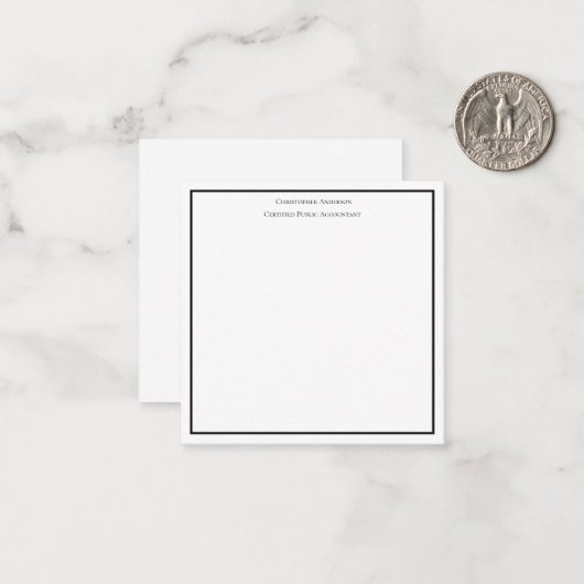 白黒プロフェッショナル業パーソナライズされた ノートカード (正面/裏面インサイチュ)