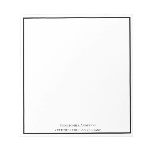 白黒プロフェッショナル業パーソナライズされた ノートパッド (正面)