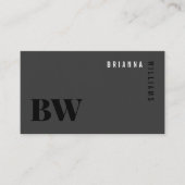 白黒プロフェッショナルQRコードモノグラムミニマル 名刺 (正面)