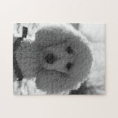白黒プードルの顔の子犬の目 ジグソーパズル (横)