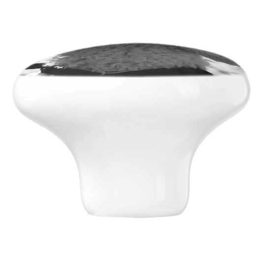 白黒プードルの顔の子犬の目 セラミックノブ (側面)