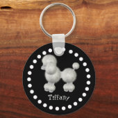 白黒プードルキーチェーン キーホルダー (正面)