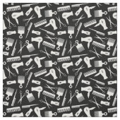 白黒ヘアツールのシルエットパターン ファブリック (見本)