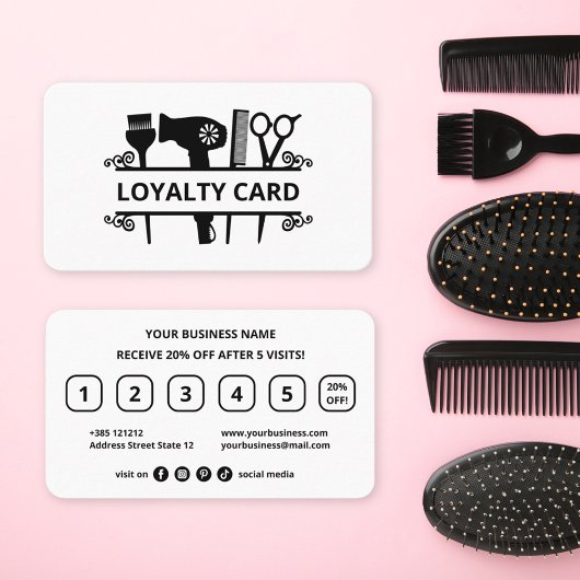 白黒ヘアドレモダンザーロイヤリティカード ロイヤリティカード