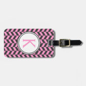 白黒ヘリンボンカスタマイズ可能な色 ラゲッジタグ (正面横)