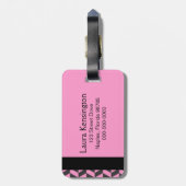 白黒ヘリンボンカスタマイズ可能な色 ラゲッジタグ (裏面縦)