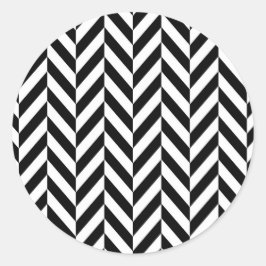 白黒ヘリンボーンパターン ラウンドシール