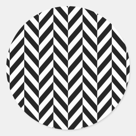 白黒ヘリンボーンパターン ラウンドシール (正面)