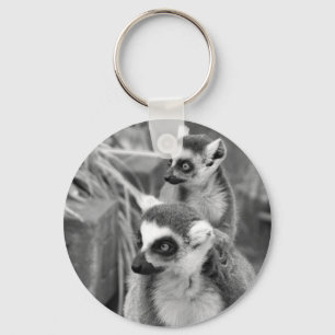 白黒ベビーを持つリング後につかれたlemur キーホルダー