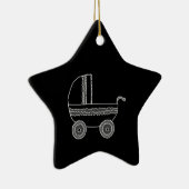 白黒ベビーカー セラミックオーナメント (右)