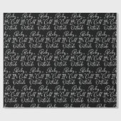 白黒ベビークリスマス外は寒い ラッピングペーパー (フラット)