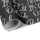 白黒ベビークリスマス外は寒い ラッピングペーパー (ロールコーナー)