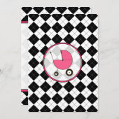 白黒ベビーシャアーガイル柄のワー招待状 招待状 (正面/裏面)