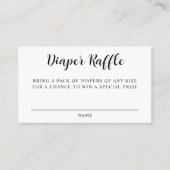 白黒ベビーシャワーゲームおむつラッフルカード 名刺 (正面)