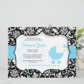 白黒ベビーシャワー招待状テンプレート 招待状 (スタンド正面)