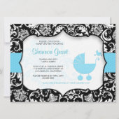 白黒ベビーシャワー招待状テンプレート 招待状 (正面)