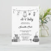 白黒ベビーシャワー 招待状 (スタンド正面)