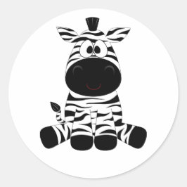 白黒ベビーゼブラおもしろい ラウンドシール