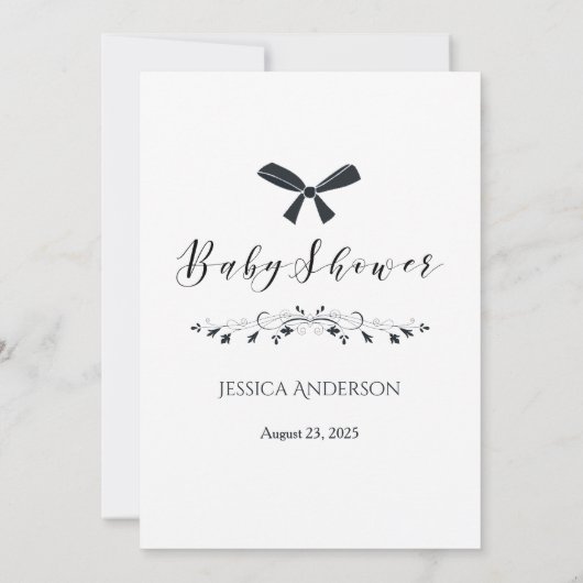 白黒ベビーバウ誰がママのゲームを知っ最高のている 招待状 (裏面)