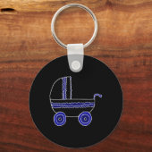 白黒ベビーベビーカー。 キーホルダー (正面)