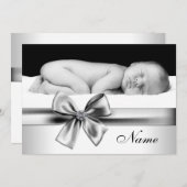 白黒ベビー写真の誕生のお知らせ 案内状 (正面/裏面)