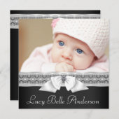 白黒ベビー写真誕生のお知らせ 案内状 (正面/裏面)