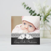 白黒ベビー写真誕生のお知らせ 案内状 (スタンド正面)