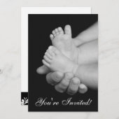 白黒ベビー足ベビーシャワー招待状 招待状 (正面/裏面)