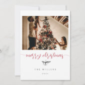 白黒ベリースケッチファミリーフォトクリスマス シーズンカード (正面)