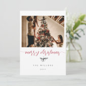 白黒ベリースケッチファミリーフォトクリスマス シーズンカード (スタンド正面)