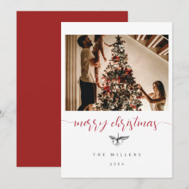 白黒ベリースケッチファミリーフォトクリスマス シーズンカード