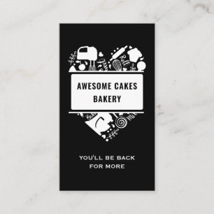 白黒ベーカーベーカリーケーキクッキーのパティシエ 名刺