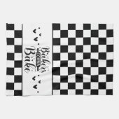 白黒ベーカー市松模様にの焼き出し キッチンタオル (横)