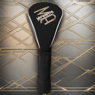 白黒ベージュパーソナライズされたモノグラム名 ゴルフヘッドカバー