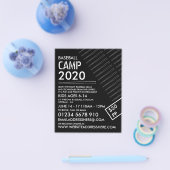 白黒ベースボールこうもりベースボールキャンプ広告 チラシ (シングル)