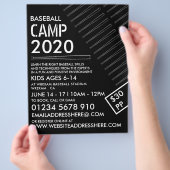 白黒ベースボールこうもりベースボールキャンプ広告 チラシ (手)