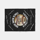 白黒ベースボールコーチブランケット フリースブランケット (正面(横))