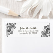 白黒ペイズリーのコーナーフレーム ラベル (インサイチュ)