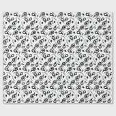 白黒ペイズリーのデザインの包装紙 ラッピングペーパー (フラット)