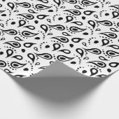 白黒ペイズリーのデザインの包装紙 ラッピングペーパー (角)