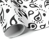 白黒ペイズリーのデザインの包装紙 ラッピングペーパー (ロールコーナー)