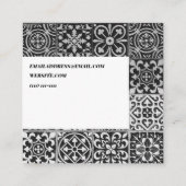 白黒ペイズリーのパターン(の模様が)あるなタイル スクエア名刺 (裏面)